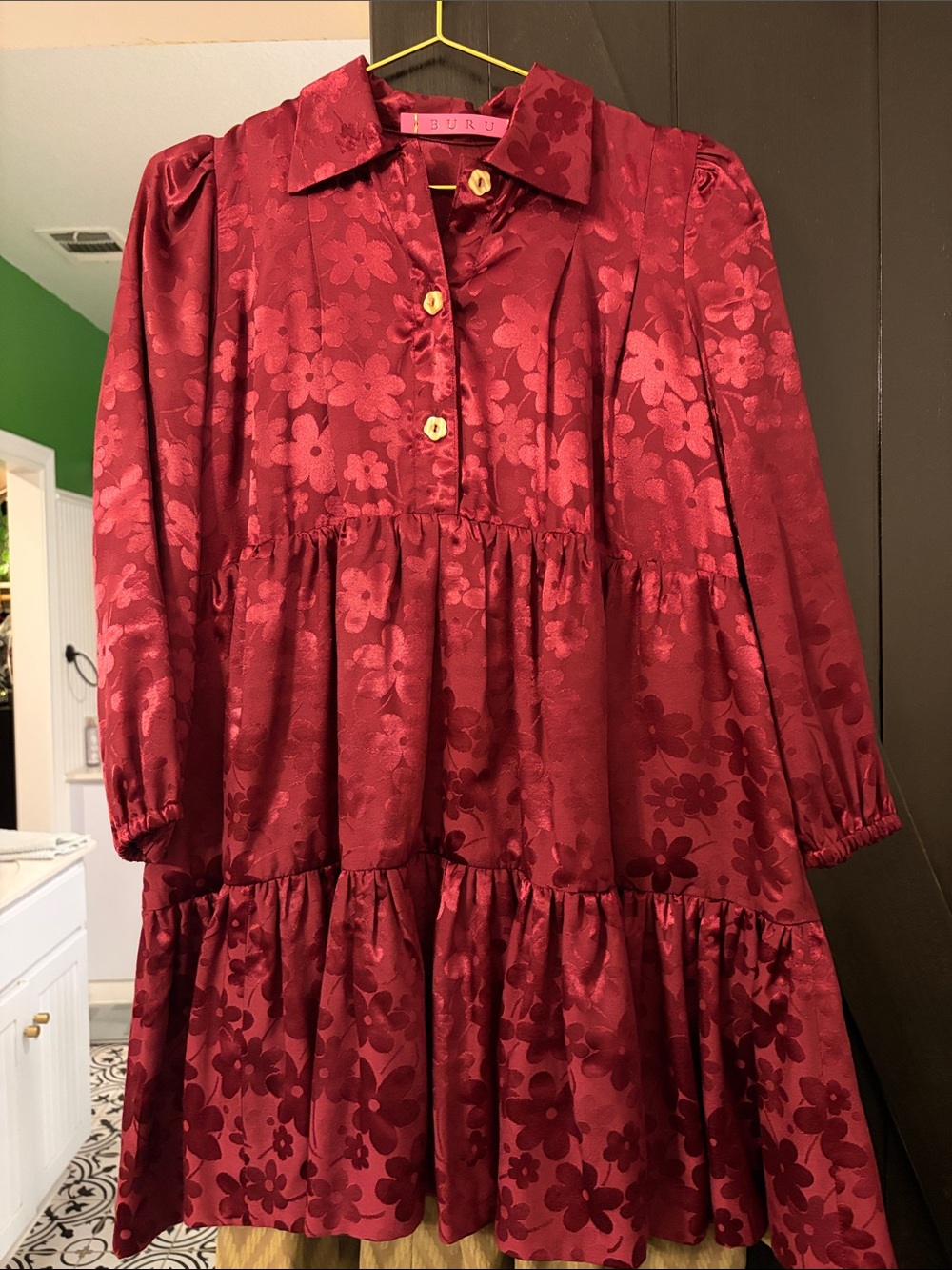 NWT Buru Long Sleeved Tiered Mini Dress